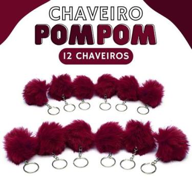 Imagem de Chaveiro Pompom Pelúcia Vinho Claro - 50Mm Kit C/12 Unidades - Nybc