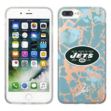 Imagem de Prime Brands Group Capa de celular para Apple iPhone 8 Plus/7 Plus/6S Plus - azul-petróleo/ouro rosa - licenciado pela NFL New York Jets