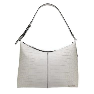 Imagem de Calvin Klein Bolsa de ombro Hobo Max Top Zip, Crocodilo de camurça cinza Dove, One Size