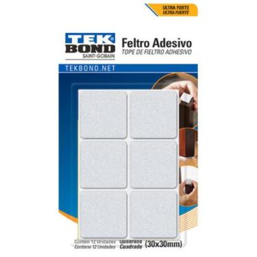 Imagem de Feltro Quadrado 30mm Branco Conjunto Com 12unidades - Tekved