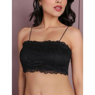 Imagem de top cropped faixa de renda com bojo  - ML, Preto, GG