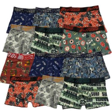 Imagem de Kit 12 Cuecas Boxer Infantil Fristyle Em Microfibra Estampada, G