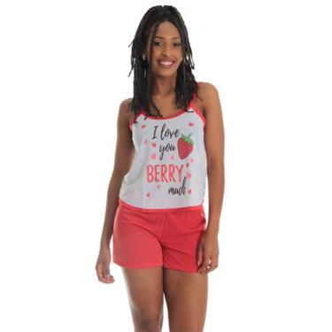 Imagem de Baby Doll Vermelho Silk Fristyle Malha Estampada Short Doll Verão, G, 
