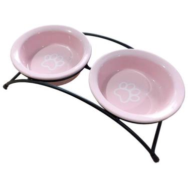 Imagem de Comedouro Porcelana Duplo Suspenso Ergonômico Moderno 250 ml - The Pet