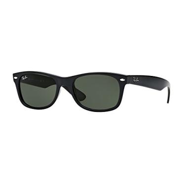 Imagem de Ray-Ban RB2132 New Wayfarer óculos de sol + conjunto de acessórios Vision Group, Preto/Verde Cristal, 58 mm