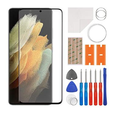 Imagem de SWARK Substituição da lente do painel externo de vidro frontal + OCA compatível com Samsung Galaxy S21 Ultra 5G SM-G998 (sem tela LCD e digitalizador de toque) com kit de reparo