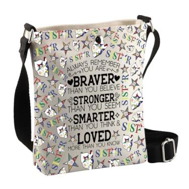Imagem de BDPWSS Order Of The Eastern Star Gift OES Bolsa tiracolo Always Remember You Are Braver Than You Believe Sorority Sister Gift, Remember Braver Es Cbag