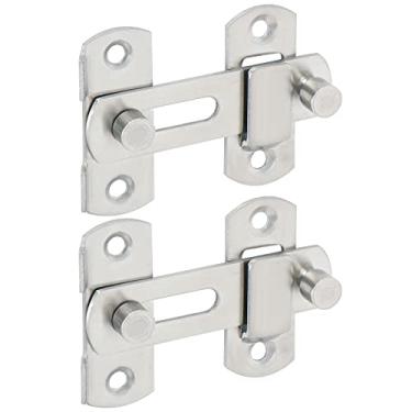 Imagem de Alise 2 peças de trinco para portão, fechadura de porta de celeiro de aço inoxidável de 7,6 cm, trava antifurto, trava de segurança para cerca de madeira níquel escovado MS9003LS-2P