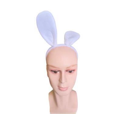 Imagem de Fantasia Arco Tiara Orelha De Coelho Pelúcia Branco Flexível - Lynx pr