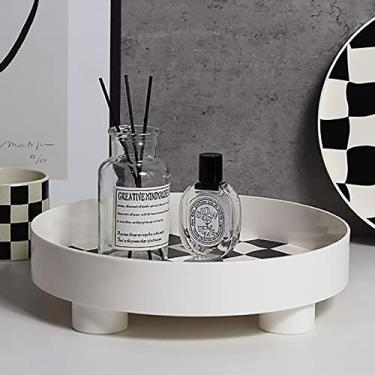 Imagem de Bandeja de Joias, Prato de Bugigangas Com Design de Tabuleiro de Xadrez Bandeja de Armazenamento Redonda de Plástico, Bandeja de Recipiente Redondo, Bandeja de Recipiente de