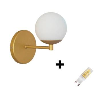 Imagem de Arandela Parede Jabuti Bola Globo Cama Dourado + Lâmpada G9 - JABUTICA