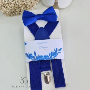 Imagem de Kit Pajem Daminha Infantil com laço de cabelo kit Suspensório e Tags e