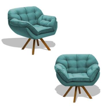 Imagem de Kit 02 Poltrona Miami Cadeira Base Giratória Salão Escritorio Consultó