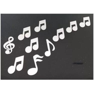 Imagem de Espelho Decorativo Prata Notas Musicais 10cm Kit 10 Peças - AGV Criaçõ