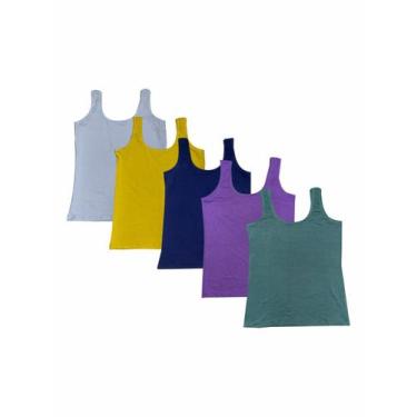 Imagem de Kit Com 5 Camisetas Regata Feminina Alça Grossa - Sortidas - Almiva St