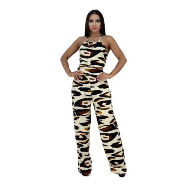 Imagem de Macacão Cruzado nas Costas Estampado - Decreto Fashion, Marrom, M