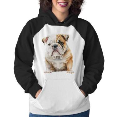 Imagem de Moletom Feminino Bulldog-Inglês - Foca na Moda, Branco, Preto, G