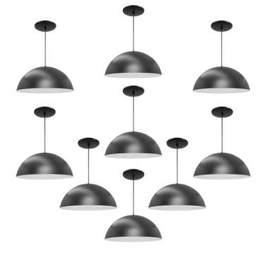 Imagem de Kit 9 Luminária Pendente Meia Lua 34cm Com Interior Branco Brilho Com 