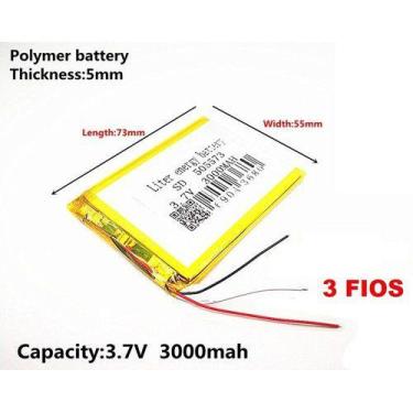 Imagem de Bateria 505573 3000mah 5mmx55mmx73mm 3 Fios 3,7v - KMIG