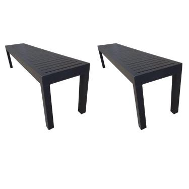 Imagem de Kit 2 Bancos Ripados Em Alumínio 1.20m Preto