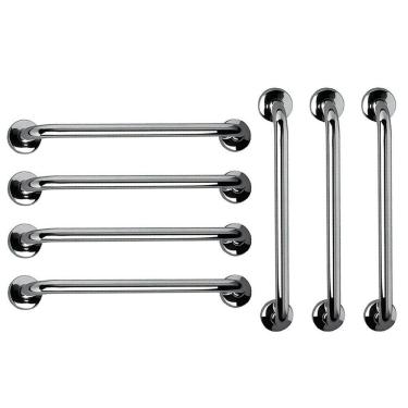 Imagem de Barra de Apoio Aço Inox 60cm Kit 7 Unidades Banheiro Box Acessibilidade Segurança Idoso Parede Corrimao Suporte Escada