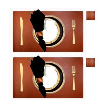 Imagem de Jogo Americano Sousplat Retangular 24 pçs Limpa Facil couro - GENERTOY