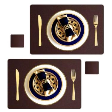 Imagem de Jogo Americano Sousplat Retangular 40 pçs Limpa Facil couro - GENERTOY