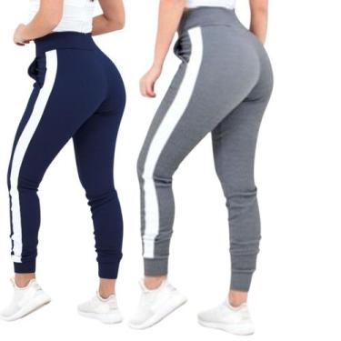 Imagem de Kit 2 Calça Feminina Jogger com Listra na Lateral em Crepe - Momentos 