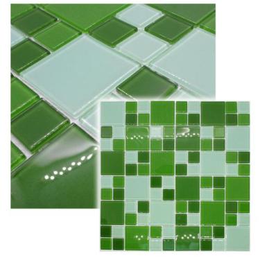 Imagem de Kit 3 Placas De Pastilha De Vidro Para Cozinha Banheiro Piscina Crista