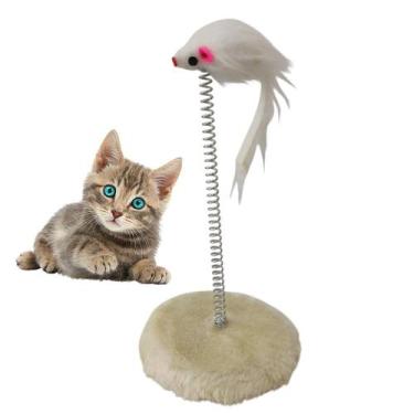 Imagem de Arranhador Gato Pet Ratinho Mola Guizo Felino Brinquedo Interativo Laz