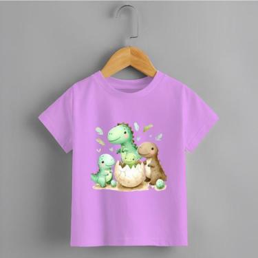 Imagem de Camiseta Infantil Dinossauro Estampada "3 Dinos" Personalizadas 100% A
