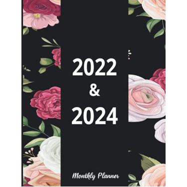 Imagem de 2022-2024 Monthly Planner: 3 Year Monthly Agenda 2022, 2023 ,2024 | 36 Month Calendar and Organizer with Logbook |Beautiful hand-drawing flowers | Watercolor Cover "8.5 x 11"