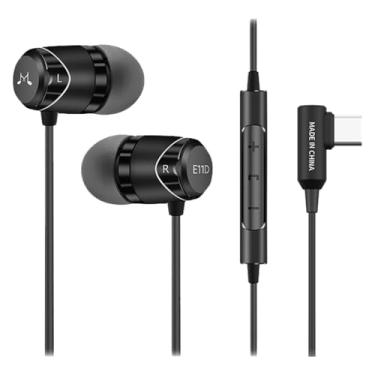 Imagem de SoundMAGIC Fones de ouvido estéreo intra-auriculares E11D USB-C com drivers de 10 mm, caixa de metal, plugue em forma de L, controlador em linha, som HiFi, preto