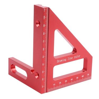 Imagem de Régua de Medição Multiângulo 3D - Liga de Alumínio 45 Transferidor de 90 Graus para Carpintaria e Entrada C, Ferramenta de Layout de Triângulo de Esquadria (Vermelho)