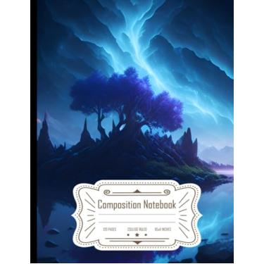 Imagem de Composition Notebook College Ruled: Fantasy Place with Water, Clouds, Stars, 8K, Size 8.5x11 Inches, 120 Pages