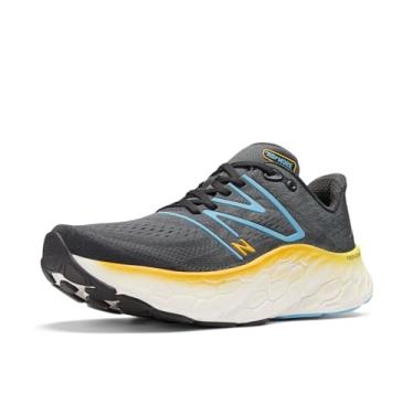 Imagem de New Balance Fresh Foam X More V4 Tênis de corrida masculino, Preto/azul costeiro/limão gengibre, 7.5