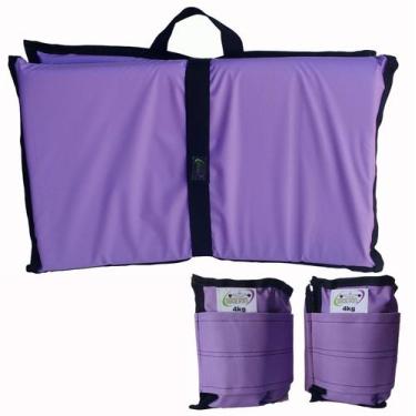 Imagem de Kit Tornozeleira 4KG Nylon Lilás + Colchonete Dobravel Lilás - Exercis