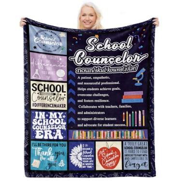 Imagem de JTUOW Presentes de conselheiro escolar, presente de agradecimento ao conselheiro para mulheres, presente de agradecimento ao conselheiro escolar, presente de aniversário, cobertor de conselheiro