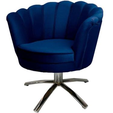Imagem de Poltrona Giratória Pétala em Sued Premium Azul Marinho - Sua Casa Deco