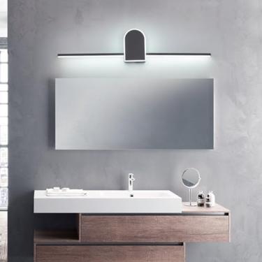 Imagem de Luminárias de vaidade do banheiro Moderno Alumínio LED Luzes de arandela de montagem na parede para iluminação de espelho Lâmpadas de cabeceira de quarto interno (Preto, L91*W15*H5 cm)