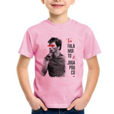 Imagem de Camiseta Infantil Fala muito & Joga pouco - Foca na Moda, Rosa bebê, 1
