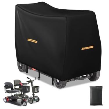 Imagem de Capa de scooter de mobilidade à prova d'água, tecido Oxford 420D, capa de scooter elétrica resistente, capa de scooter motorizada, 4 tiras refletivas, 3 fivelas à prova de vento, proteção externa（XL）