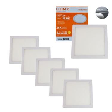 Imagem de Kit 5 Painel Quadrado Led Embutir Slim 18w 6500K Bivolt Llum Bronzeart