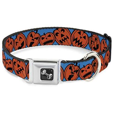 Imagem de Buckle-Down Coleira de cachorro azul Jacko'Lantern para osso, Grande/15-26