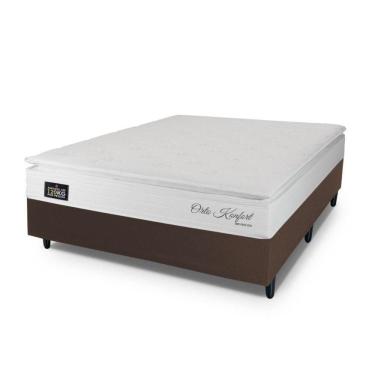 Imagem de Conjunto Box Casal Hellen Orto Konfort Espuma D33 Pillow Top Branco