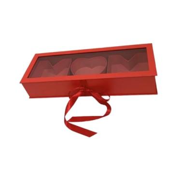 Imagem de oshhni Mom Caixa de presente de flor em forma de carta 56x20x10.4cm Material de papelão vazio Material leve decoração do dia das mães, Vermelho