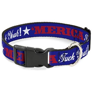 Imagem de Buckle-Down PC-W30023-S Colar de clipe de plástico azul estrela/vermelho/branco, pequeno/23-38 cm
