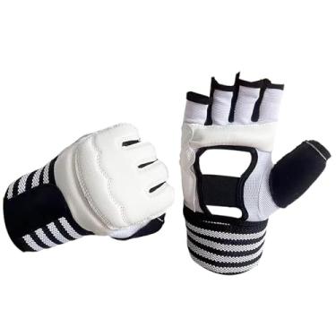 Imagem de kowaku Boxing enrola as luvas internas de envoltórios rápidos de perfuração de meio de dedos para Muay Thai Exercício MMA Sparring Sanda, White M