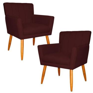 Imagem de Kit 2 Poltronas Decorativa para Sala de Estar Cecília Suede Bordô - Mo