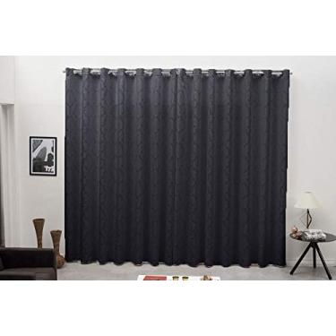 Imagem de Cortina Varão Tecido Jacquard Preto 5,00x2,50 Semi Blackout
